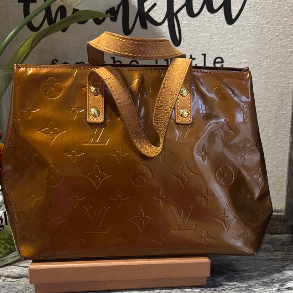 Louis Vuitton Shiny Brown Embossed Tote